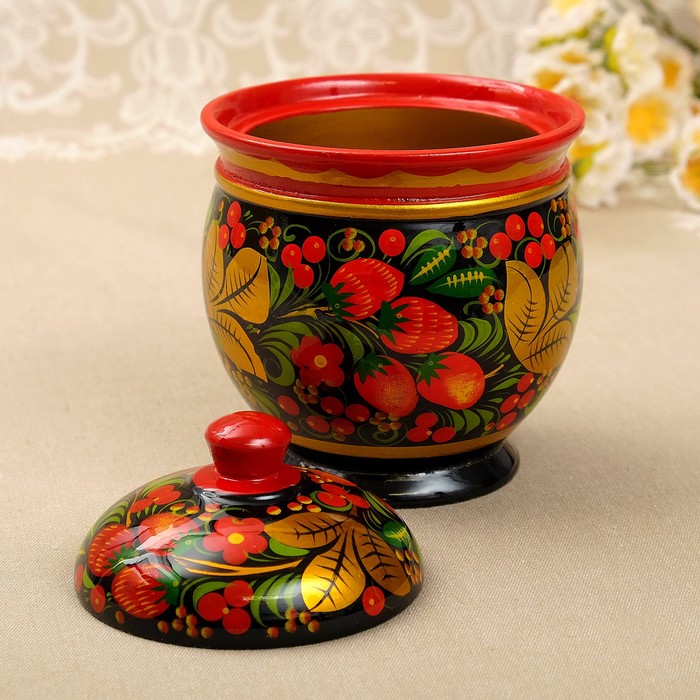 Банка «Поставок», 12×16 см, хохлома