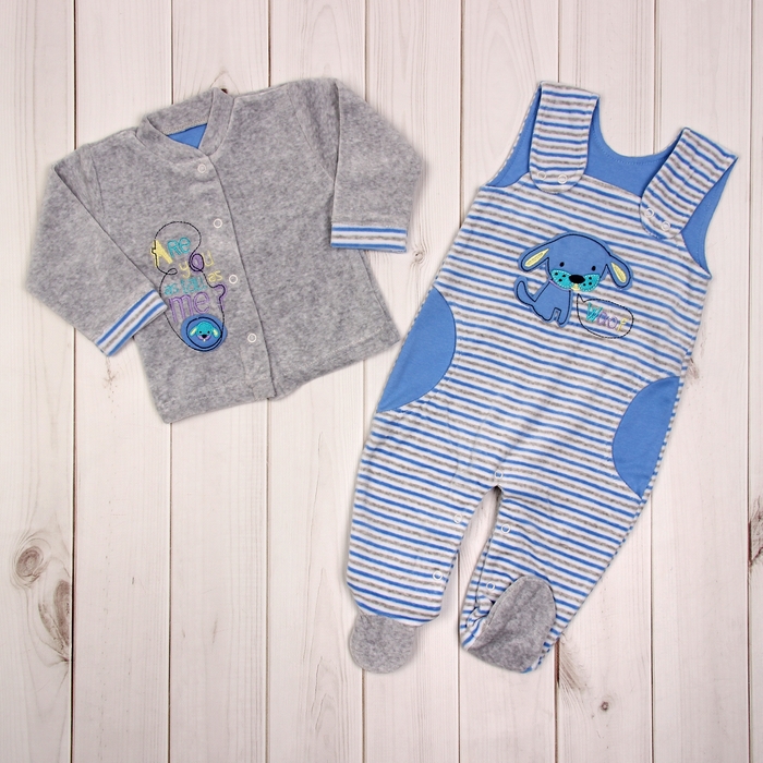 Костюм FUN CLUB: полукомбинезон,жакет 762528 р.74 80% хлопок,20% полиэстер синий