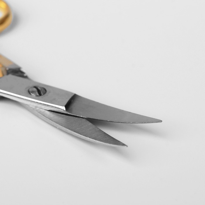 Ножницы маникюрные, широкие, загнутые, 10см, цвет золотой/серебристый