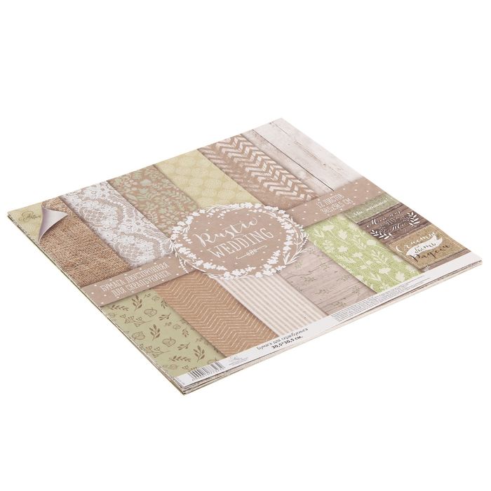 Набор бумаги для скрапбукинга RusticWedding, 12 листов, 30,5 х 30,5 см, 180 г/м