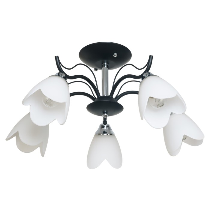 Люстра модерн "Цикламен" 5 ламп 60W E27 основание хром черный 58х58х30,5 см