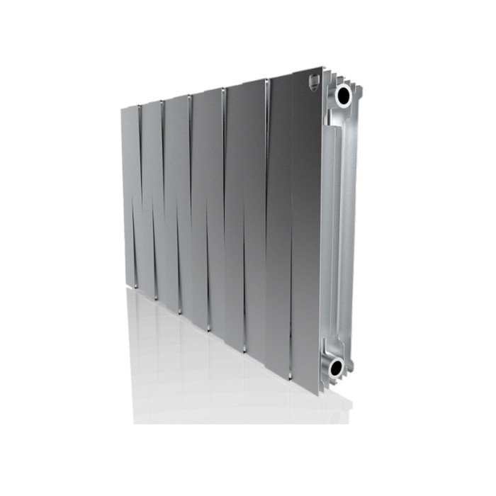 Радиатор биметаллический Royal Thermo PianoForte/Silver Satin, 500 x 100 мм, 12 секций, хром