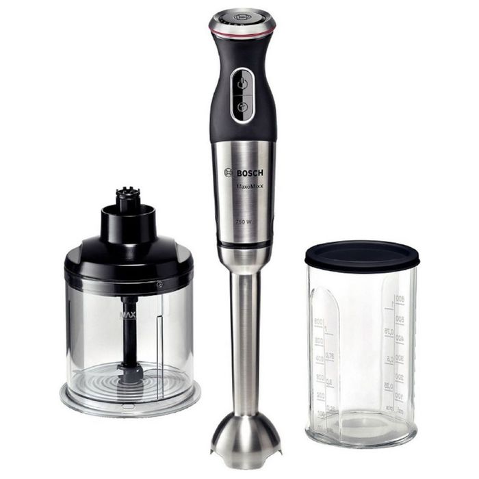 Блендер Bosch MSM 87140, 750 Вт, 12 скоростей, 2 насадки, погружной, черный