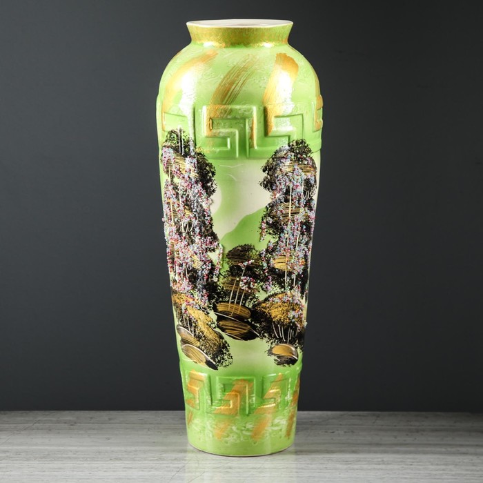 Ваза напольная "Арго" бисер, салатовая