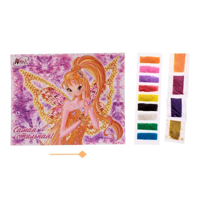 Фреска песком "Самая стильная", феи ВИНКС: Стелла + блёстки