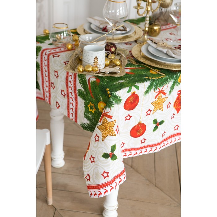 Скатерть "Доляна" Еловые ветви, размер 220х152 см