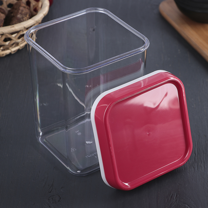 Банка 1,2 л для сыпучих продуктов квадратная, цвет МИКС