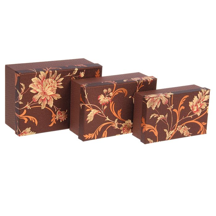 Набор коробок 3в1 "Хохлома", коричневый 23 х 16 х 10 - 19 х 12 х 6,5 см