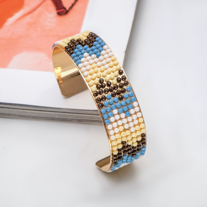 Браслет ассорти "Геометрия" череда зигзагов, цветной в золоте