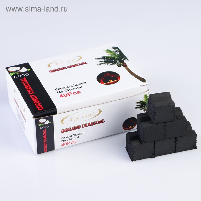 

Уголь для кальяна кокосовый QINGJING CHARCOAL, 40 кубиков, 11 х 14 см