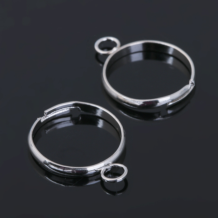Основа для кольца с петелькой (набор 5шт) регул-й раз-р, цвет серебро