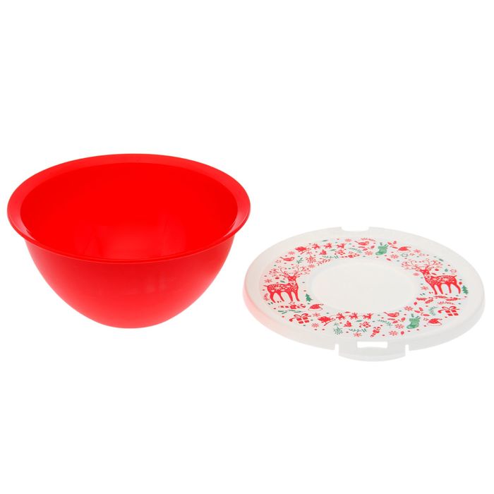 Миска 2 л с крышкой, рисунок МИКС