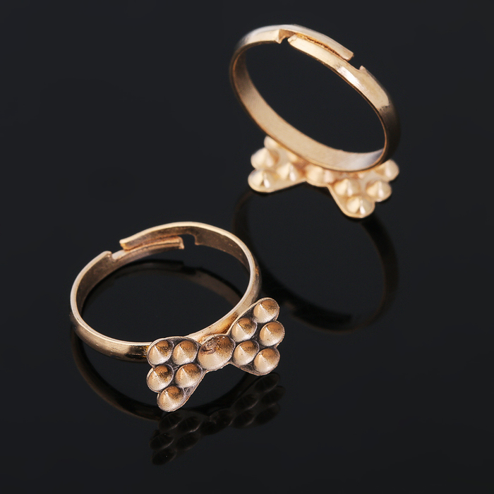 Основа для кольца "Бантик" (набор 5шт) регул-й раз-р, цвет золото