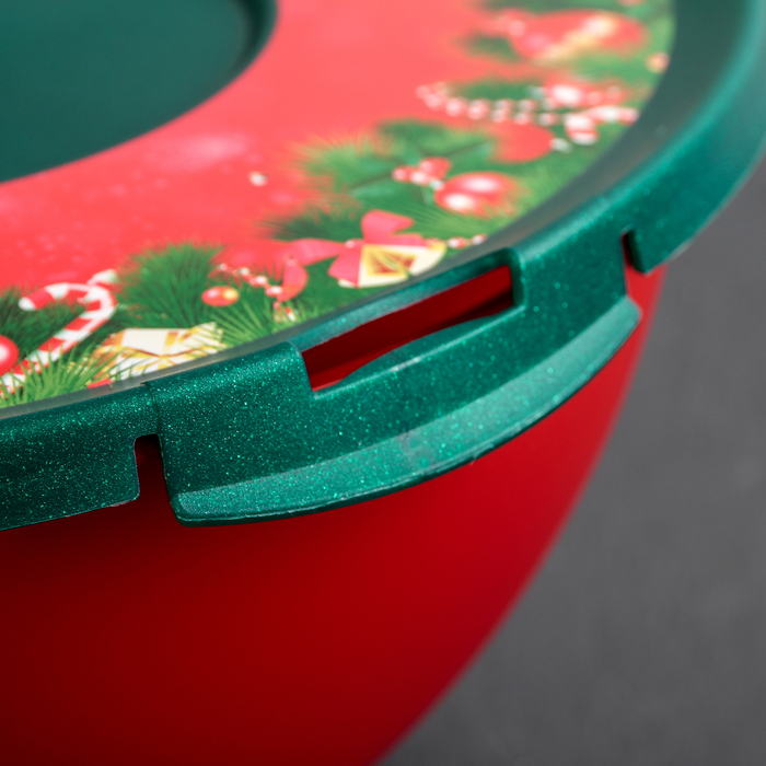 Миска 4 л с крышкой "Новый Год", рисунок МИКС