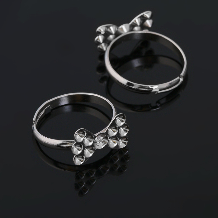 Основа для кольца "Бантик" (набор 5шт) регул-й раз-р, цвет серебро