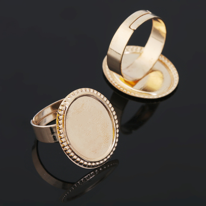 Основа для кольца "Овал" (набор 5шт) регул-й раз-р, площадка 14*18мм, цвет золото