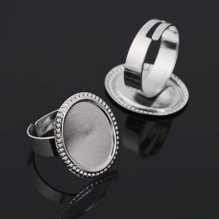 Основа для кольца "Овал"(набор 5шт) регул-й раз-р, площадка 14*18мм, цвет серебро