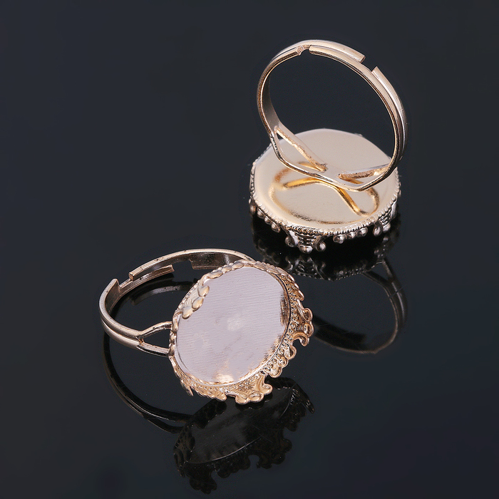 Основа для кольца с филлигранным краем (набор 5шт) регулируемый размер, площадка 16мм, цвет золото