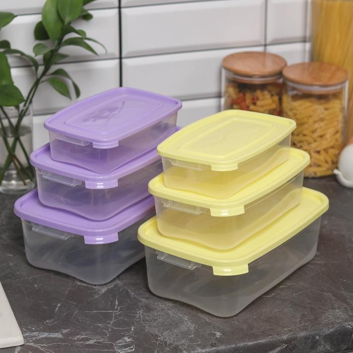 Набор пищевых контейнеров "Каскад", 3 шт: 700 мл; 1,2 л; 2,2 л, цвет МИКС