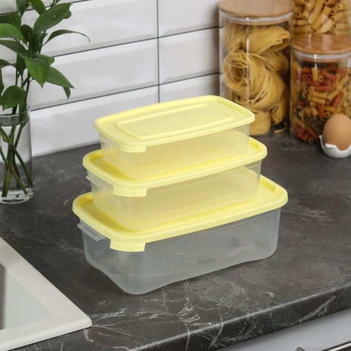 Набор пищевых контейнеров "Каскад", 3 шт: 700 мл; 1,2 л; 2,2 л, цвет МИКС