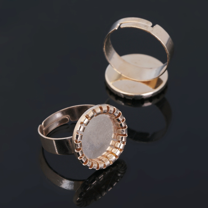 Основа для кольца, филигрань (набор 5шт) регул-й раз-р, площадка 14мм, цвет золото