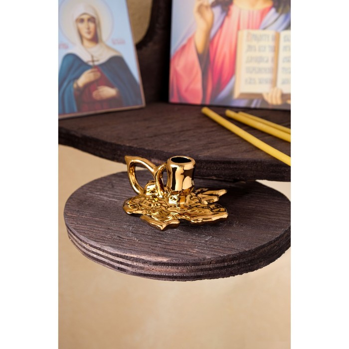 Подсвечник "Листик" золото