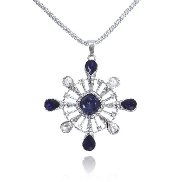 Кулон "Орден", цвет сине-белый в серебре, 45см