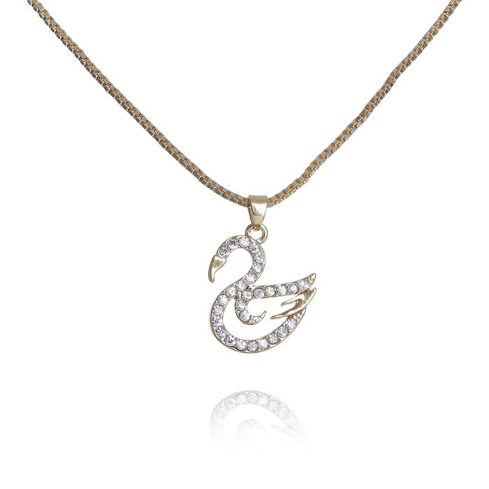 Кулон "Лебедь", цвет белый в золоте, 45см