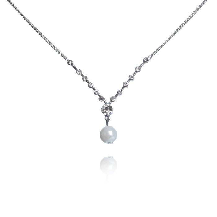 Кулон "Жемчужная капля", цвет белый в серебре, 45см