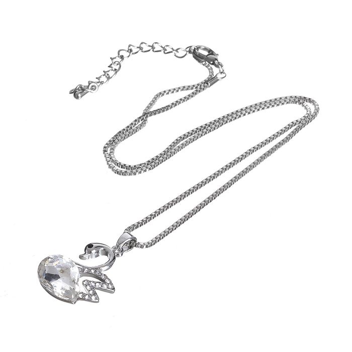 Кулон "Лебедь" элегантный, цвет белый в серебре, 45см