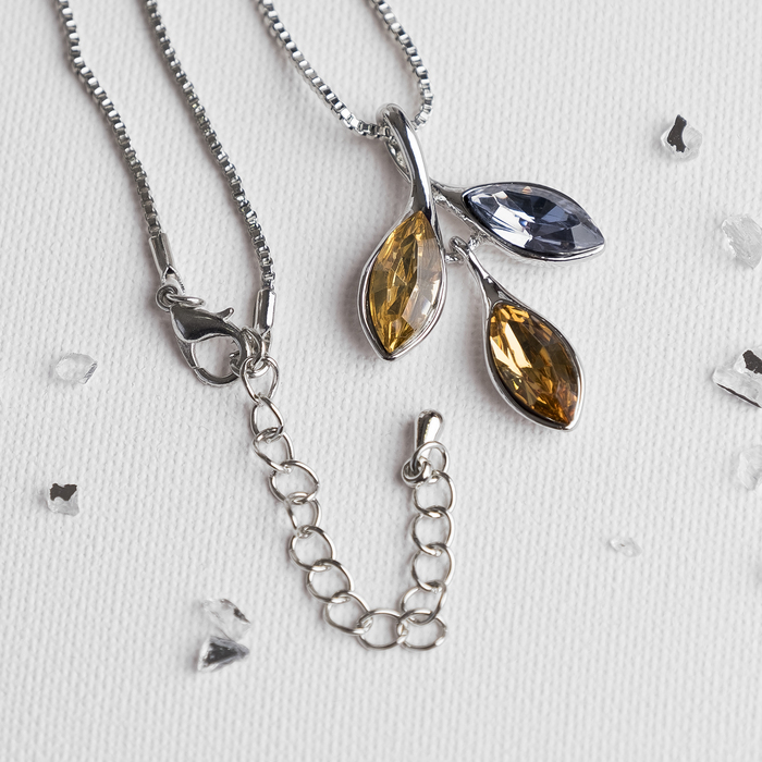 Кулон "Веточка", цветной в серебре, 45см