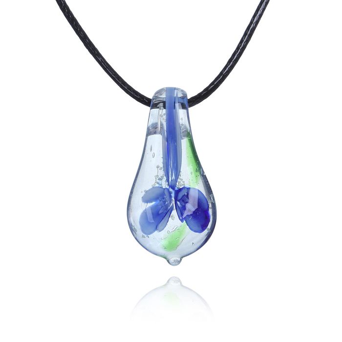 Кулон "Муранское стекло" малый, лепесток светлый, цвет МИКС