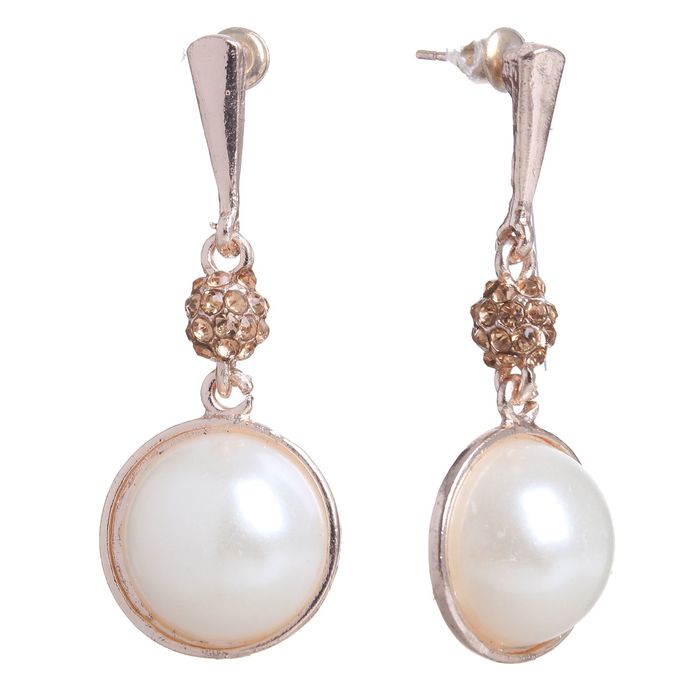 Серьги с жемчугом "Классика" круг, цвет белый в золоте