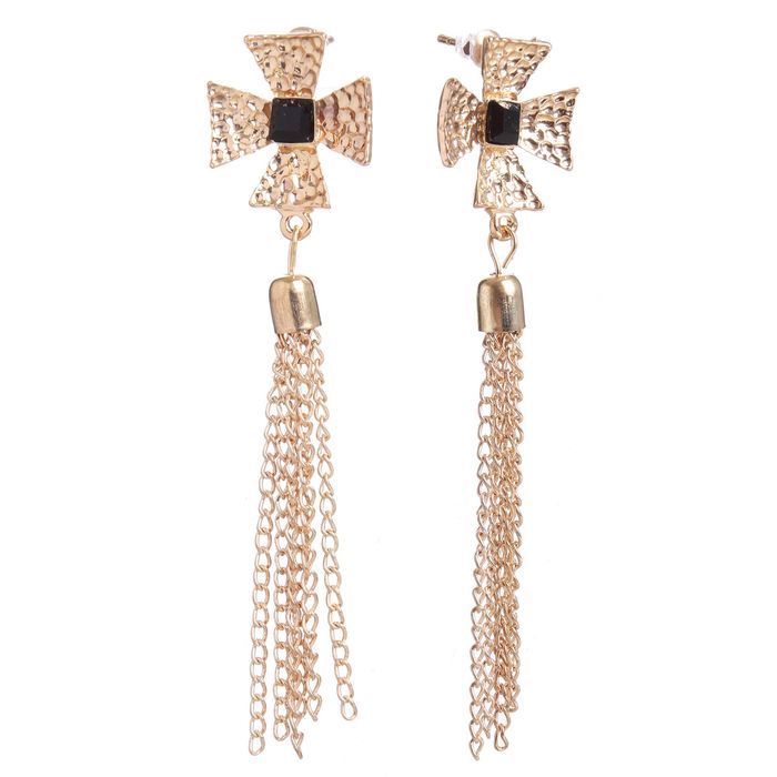 Серьги ассорти "Орден" с кистью, цвет черный в золоте