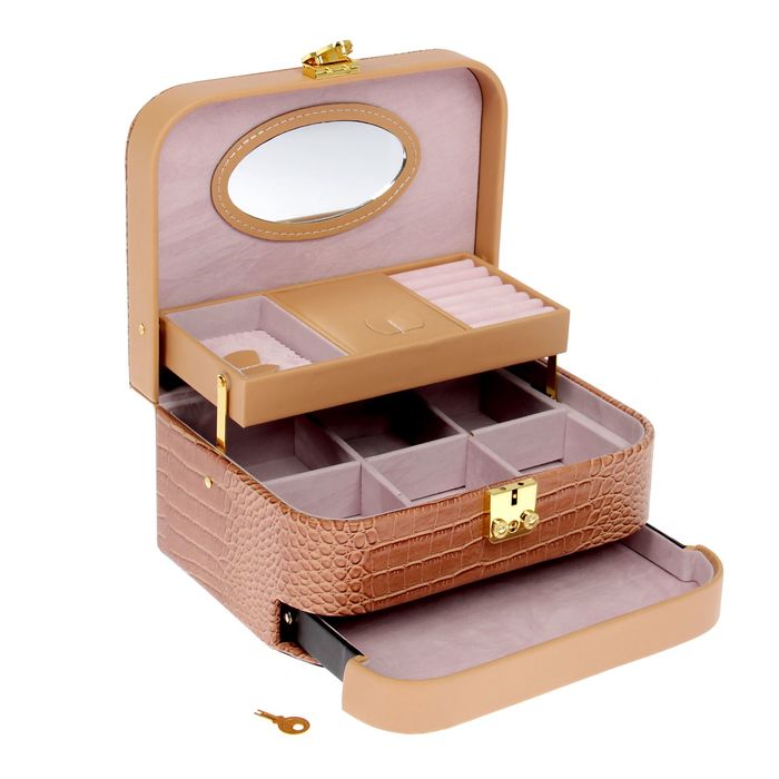 Шкатулка с отделениями под бижутерию "Роза кремовая"