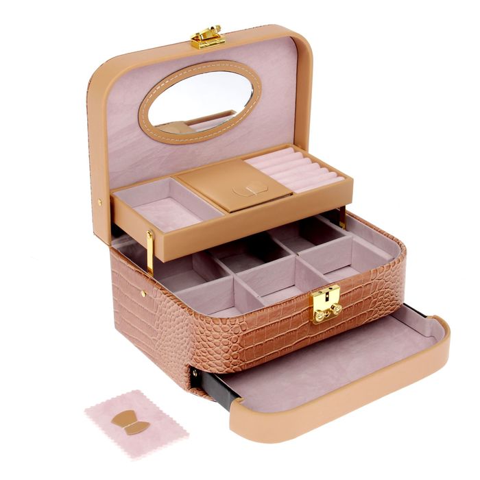 Шкатулка с отделениями под бижутерию "Роза кремовая"