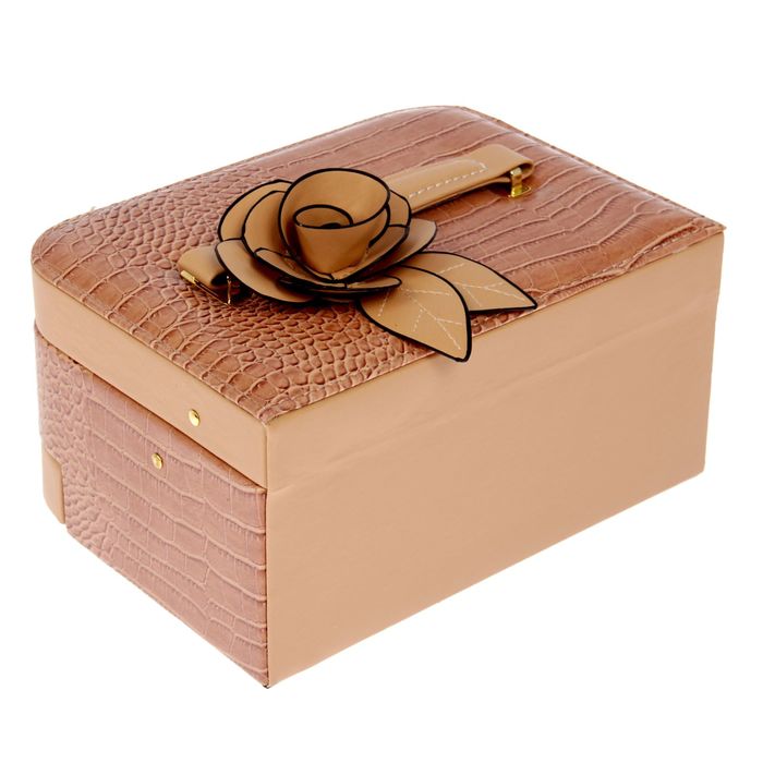 Шкатулка с отделениями под бижутерию "Роза кремовая"