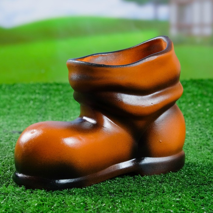 Фигурное кашпо "Сапожок" коричневый (13х20см)