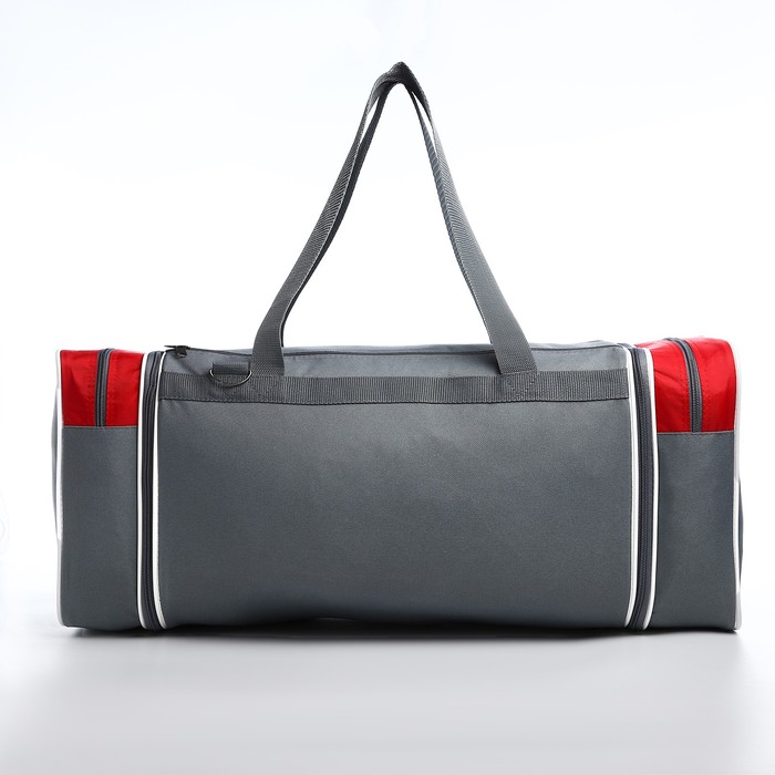 фото Сумка спортивная на молнии, с увеличением, 3 наружных кармана, длинный ремень, цвет серый/красный luris