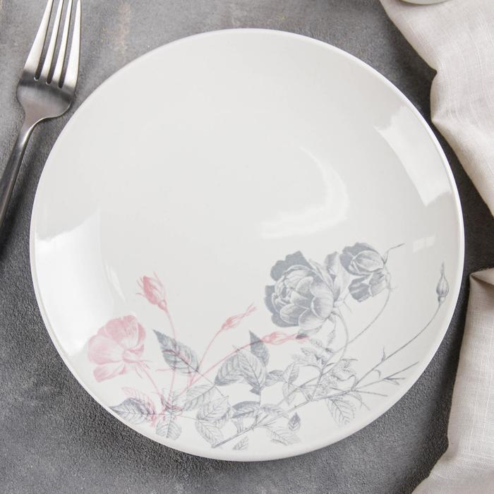 Тарелка мелкая 19 см "Соната. Серебристые розы"