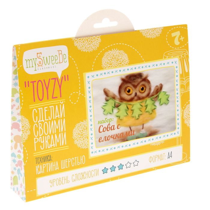 Набор для создания картины "Сова с елочками", А4