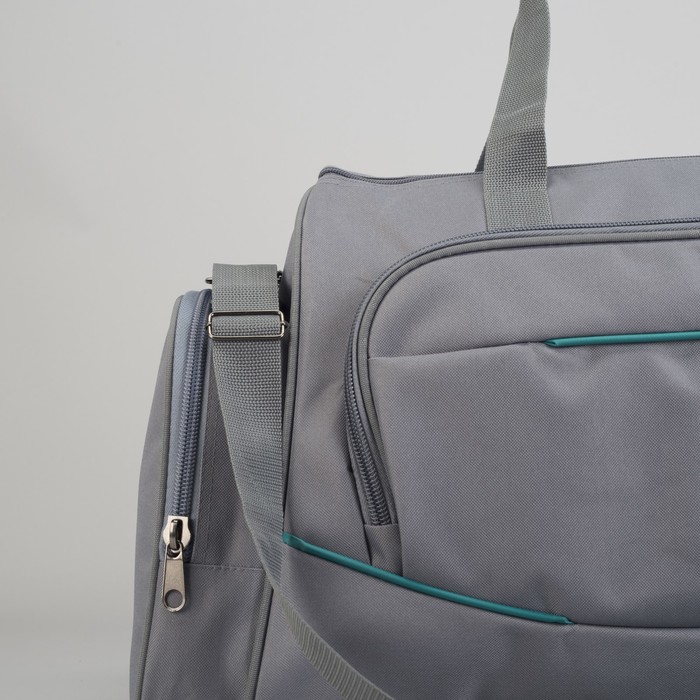 Сумка спортивная на молнии, 3 отдела, наружный карман, цвет серый/зелёный