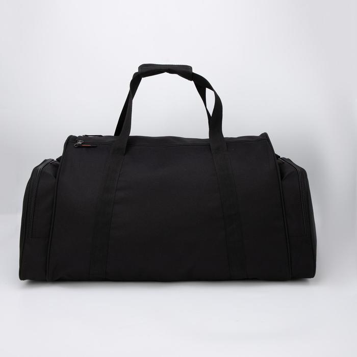 Сумка спортивная на молнии, 3 отдела, наружный карман, цвет чёрный/оранжевый