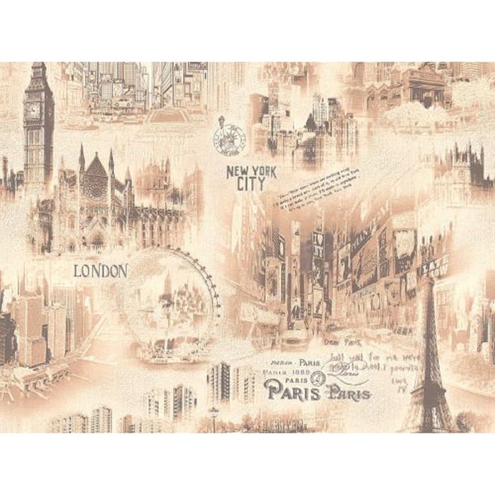 Обои бумажные кашированные  5166 (02) ДК "Сити", персик, 0,53х10 м