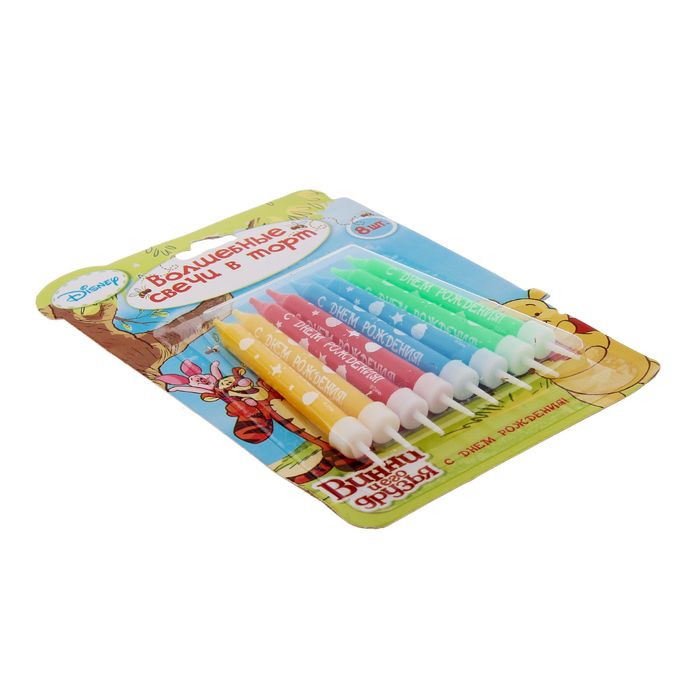 Свеча в торт Дисней "С Днем рождения", (набор 8 шт), Винни и его друзья