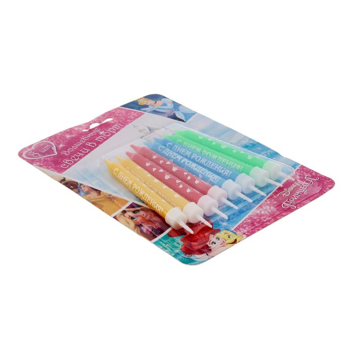 Свеча в торт Дисней "С Днем рождения", (набор 8 шт), Принцессы