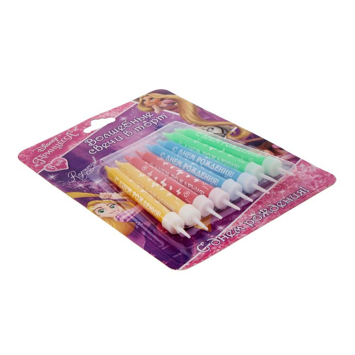 Свеча в торт Дисней "С Днем рождения", (набор 8 шт), Принцессы