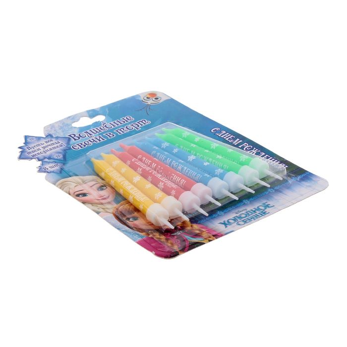 Свеча в торт Дисней "С Днем рождения", (набор 8 шт), Холодное сердце