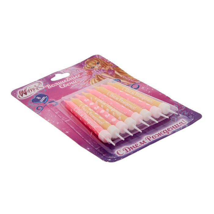 Свечи в торт "С Днем рождения", феи Винкс: Стелла, 8 шт, 6,5 х 2,4 см