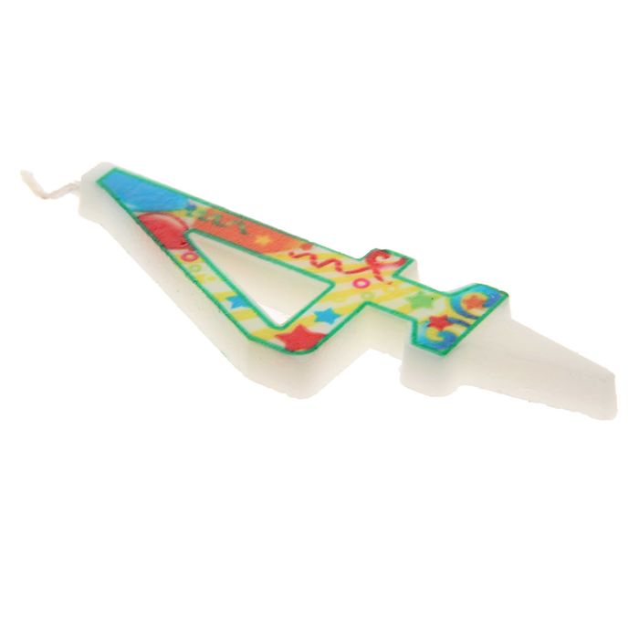 Свеча в торт цифра 4 "С Днем рождения"